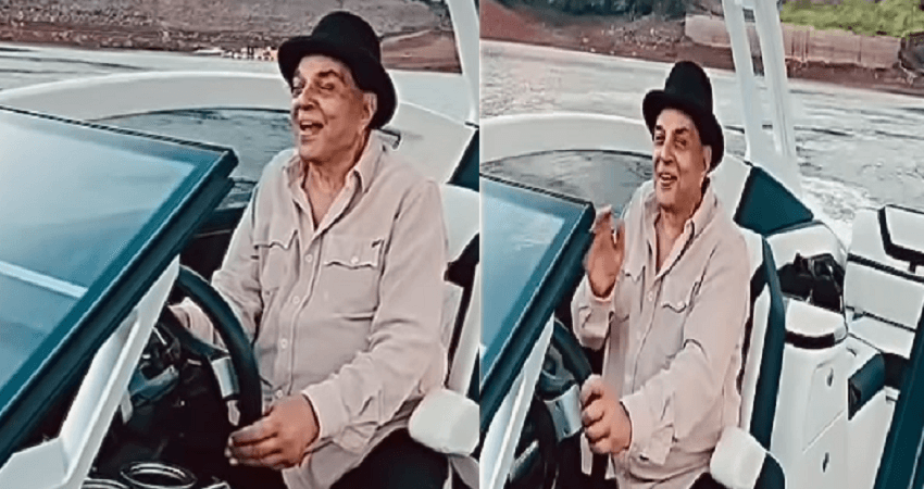 Dharmendra’s Speedboat Video at 88-YO Stuns Fans Dharmendra's Speedboat Video at 88-YO Stuns Fans